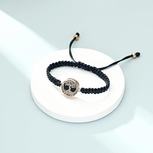 Urn Bracelet for Ashes Tree of Life Cremation Jewelry Adjustable Keepsake Bracelet Memorial Jewelry tainless Steel Ashes Pendant for Women Men - color: rose gold