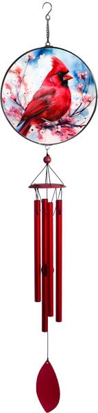 Spoontiques Cardinal Suncatcher Wind Chime - Outdoor Garden Décor - Decorative Chimes for Yard, Garden, Backyard and Patio Decoration - color: Cardinal Suncatcher