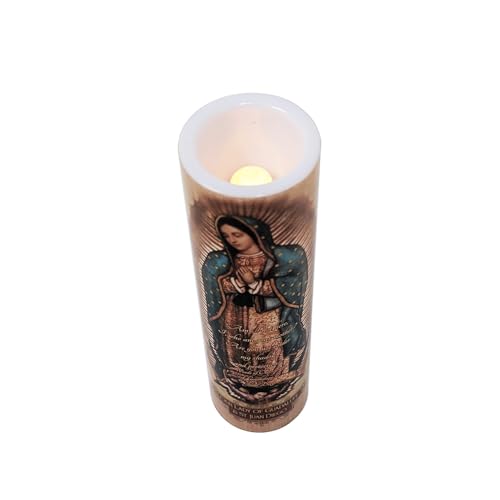 Our Lady of Guadulpe with Juan Diego, LED Flameless Devotional Prayer Candle