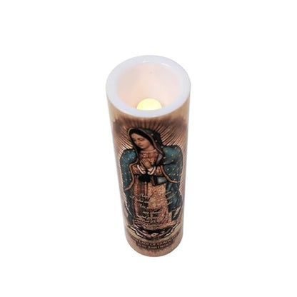 Our Lady of Guadulpe with Juan Diego, LED Flameless Devotional Prayer Candle
