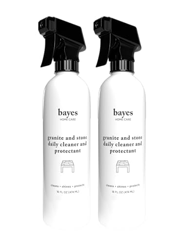 Bayes Granite and Stone Daily Cleaner and Protectant - Cleans, Shines, and Protects - For Granite, Quartz, Marble, Tile, and Stone Surfaces - 16 oz, 2 Pack - size: 16 Fl Oz (Pack of 2)