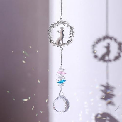 Pet Memorial Suncatcher,Dog Memorial Gifts for Loss of Dog,Cats Remembrance,Pet Loss Sympathy Gift,Bereavement Gifts - color: Garland Cat-spherical