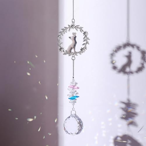 Pet Memorial Suncatcher,Dog Memorial Gifts for Loss of Dog,Cats Remembrance,Pet Loss Sympathy Gift,Bereavement Gifts - color: Garland Cat-spherical
