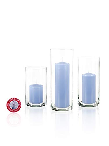 yummi Set of 36 Slim Pillars and Cylinder Vases - Periwinkle Blue - color: Periwinkle Blue