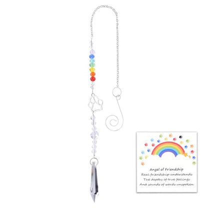 Sisadodo Rainbow Bridge Dog Memorial Gifts for Loss of Dogs Cats Rainbow Bridge Bracelet Keychains Paw Crystal Sun Catcher - color: Card and Crystal Suncatcher
