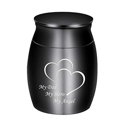 Dletay 1.57 Inches Small Keepsake Urns for Ashes - Stainless Steel Memorial Ashes Holder - My Dad My Hero My Angel