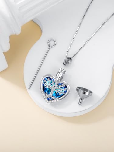 WINNICACA Urn Necklaces for Ashes 925 Sterling Silver Tree of Life Heart Cremation Jewelry for Ashes Jewelry Gifts for Human Ashes Keepsake Memorial Jewelry for Women Men - style: 1-Tree of Life Urn