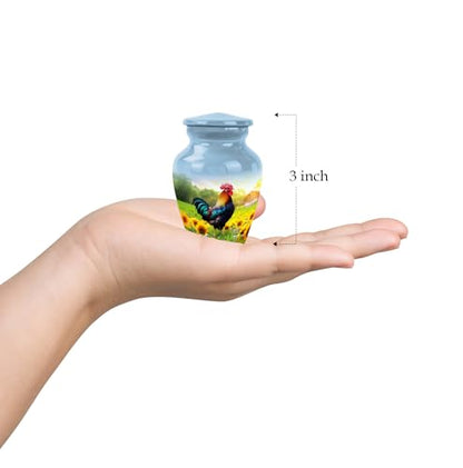 Rooster Urn for Ashes for Women, Mini Urns for Human Ashes, Keepsake Urns for Human Ashes Adult Man, Urn for Ashes Adult Female(Size - 3inch, 4 Pcs) - size: Keepsake-4pc