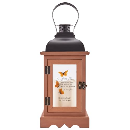 Let's Make Memories Personalized Memorial Lantern - Sympathy - Condolences - in Memory - LED Candle - Automatic Timer - Wood/Metal - I Am Free - style: I Am Free