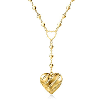 Personalized Heart Locket Necklace for Women Stainless Steel- Heart Necklace - color: Gold-A