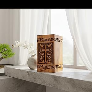 THOR INSTRUMENTS Wooden Cross Carved Adult urn bird Wood Cremation Urns Decorative Urns Rosewood Urn for Human Ashes Male and Female Handmade Urn for Large Ashes Burial Urns