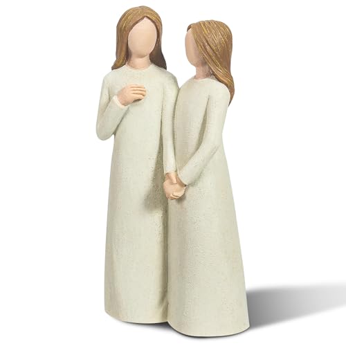 Mother and Daughter Figurines, Gifts for Mom from Adult Daughter, Sculpted Hand-Painted Statues Mother in Law Gifts for Mother’s Day Anniversary Birthday Christmas - color: Mom Daughter