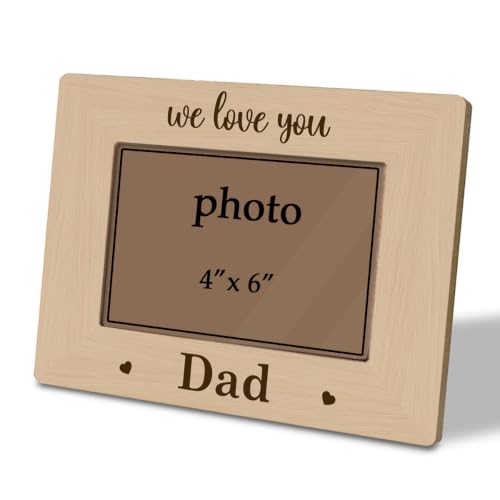 Dad Picture Frame Holds 4 x 6 Photo, We Love You Dad Wooden Photo Frame Gift, Rustic Farmhouse Family Keepsake for Father’s Day Birthday or Thanksgiving - color: Father08