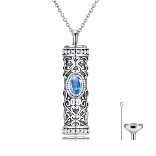 Seiyang Urn Necklace for Ashes 925 Sterling Silver Cremation Necklace with Birthstone Memorial Cremation Jewelry for Women Loved One - color: 12-December, style: Style A
