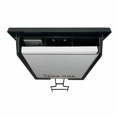 Outdoor Real Estate Brochure Box on Yard Stake, Weatherproof Self-Closing Lid, Take One Flyer Holder, Holds 250 8.5 x 11 Documents and 60 Business Cards, 46 inch Stand (Black, Pack of 1) - color: Black, size: Pack of 1