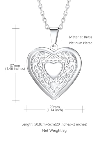 Custom4U Personalized Heart Locket Necklace with Pictures,Sunflower/Angel Wings/Heart Shaped Lockets Custom Photo,Gold/Rose Gold/White Lockets That Holds Picture,Customized Memorial Jewelry for Women - color: B-Heart-Steel(Locket Only)