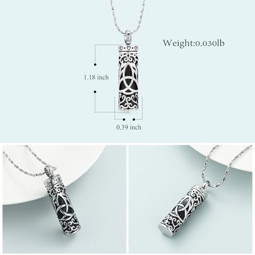 Imrsanl Celtic Knot Cremation Jewelry Cylinder Urn Necklace | For Ashes, Memorial Pendant, Human Pet Ashes Holder Keepsake, For Women Men - color: Customize