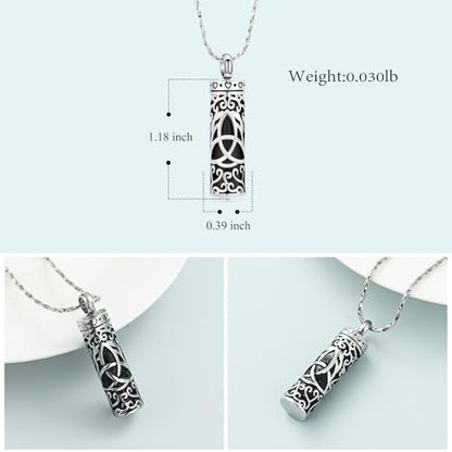 Imrsanl Celtic Knot Cremation Jewelry Cylinder Urn Necklace | For Ashes, Memorial Pendant, Human Pet Ashes Holder Keepsake, For Women Men - color: Customize