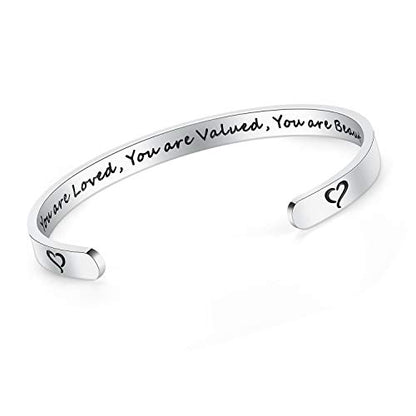 SAM & LORI Personal Bracelets for Teens/Women-Inspirational Jewelry Gifts (Various Designs) for Daughter/Sister/Mom/Friends-Adjustable Bracelet in a Pretty Gift Box - style: 2 You are loved you are valued...