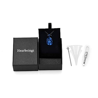 Hearbeingt Cowboy Hat Urn Necklace for Ashes Cremation Jewelry - color: Blue