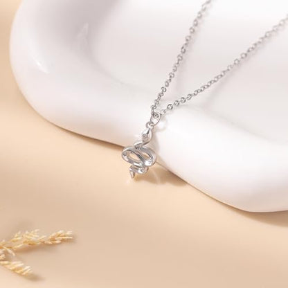 Baydurcan Pendant Necklace for Women Friends Sister Birthday Christmas Gift | Silver Evil Eye Ankh Mary Friendship Dragonfly Hummingbird Snake Turtle Pendant Necklace for Her Just Because Gifts - style: Snake