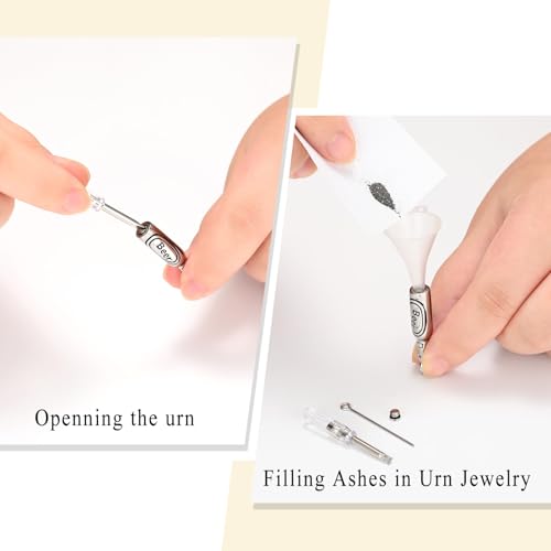 Oinsi Beer Bottle Cremation Jewelry for Ashes Stainless Steel Cylinder Tube Memorial Urn Necklace Keepsake Pendant Jewelry for Human Ashes with Filling Kits - color: A-Keychain-Silver