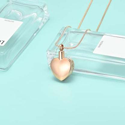 Heart Urn Necklace For Ashes Birthstone Pet Memorial Jewelry Dog Paw Print Cremation Pendant Stainless Steel Keepsake Gift For Pet Lovers - color: Rosegold blue