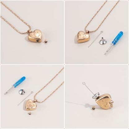 Paw Print Heart Urn Necklace for Pet Ashes Cremation Jewelry Memorial Keepsake Pendant for Dog/Cat Stainless Steel Ash Holder Necklace - color: Rose Gold