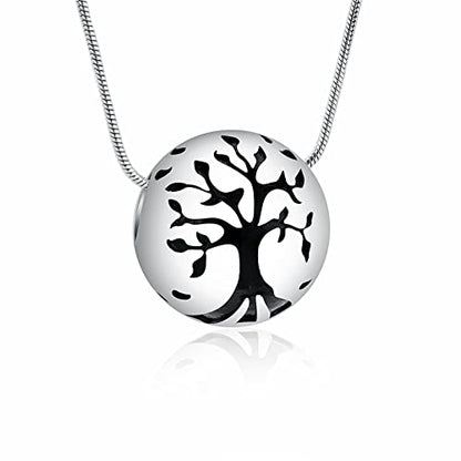 Paw Print Urn Cremation Necklace for Ashes Dog Cat Pet Paw Print Animal Keepsake Memorial Charm Pendant Necklace for Men Women - color: Silver-Tree of life