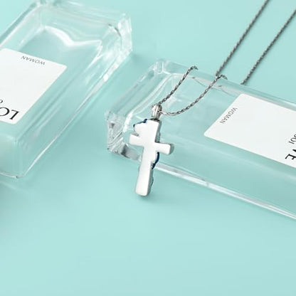 Cross Urn Necklaces for Men Women Cat Butterfly Cremation Jewelry for Ashes Stainless Steel Pet Memorial Ashes Pendant Keepsakes Jewelry - color: Rainbow