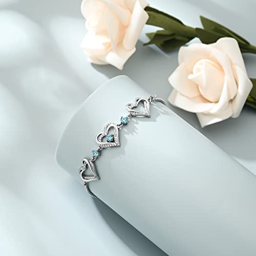 shajwo Heart Urn Bracelet for Ashes for Women - color: Silver-Light Blue