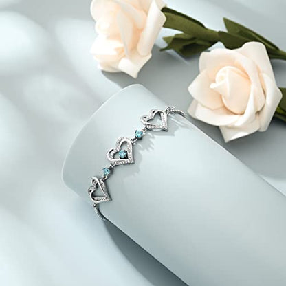 shajwo Heart Urn Bracelet for Ashes for Women - color: Silver-Light Blue