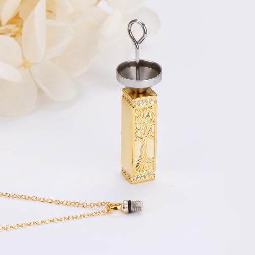S925 Sterling Silver Urn Ashes Keepsake Cremation Memorial Necklace Jewelry - style: Tree of Life Bar