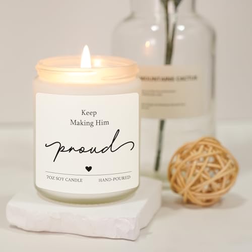 Sympathy Gifts for Loss of Loved One, 7OZ Lavender Scent Soy Wax Candle - style: Keep Making Him Proud