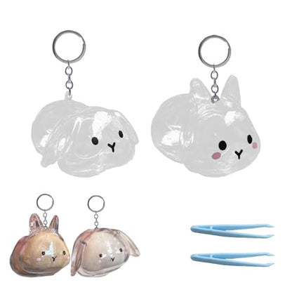 Rabbit Fur Storage Bottle - 2 Pack Rabbit Hair Storage Keychain, Transparent Memorial Pendant for Pet Keepsake, Grief Comfort Accessory