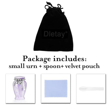 Dletay Small Urns for Human Ashes Keepsake 2.85 Inches Memorial Mini Cremation Urn for Women Men Aluminum Decorative Funeral Urns - Light Purple