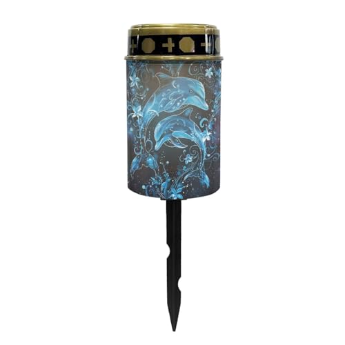 Dolphin Pattern Solar Stake Lights Waterproof Guardian Solar Lights Driveway Markers Solar Walkway Lights Sympathy Remembrance Memorial Gift for Grave Ornaments Garden Decor - color: Dolphin Pattern