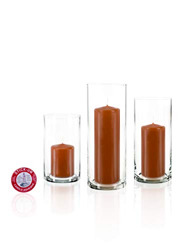 yummi Set of 36 Slim Pillars and Cylinder Vases - Toffee - color: Toffee