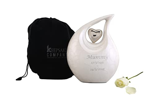 White Teardrop Small Urns for Human Ashes/Mini Urn with Sky Blue Heart/Cremation Keepsakes for Ashes/Ash Holders (Custom Multicolor5, Large - (L) (156 Cu in)) - color: Custom Multicolor5, size: Large - L (156 Cubic Inch)