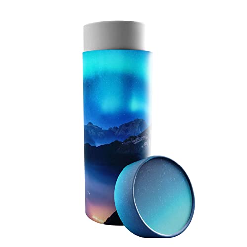 Aurora Borealis Eco-Friendly Biodegradable Scattering Urn for Adult Ashes - Cremation Urn - Scattering Tube - color: Aurora Borealis, size: Medium 10"x4"