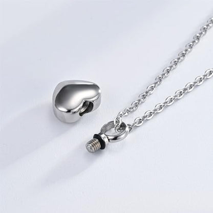 Cremation Jewelry Small Heart Urn Necklace Ashes for Women Men Keepsake Pendant Memorial Human Ash Holder - color: Silver Brother