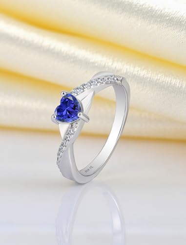 YL 925 Sterling Silver Engagement Rings 5MM Heart Cut Birthstone Infinity Ring for Women-size5 - color: 12-tanzanite-Dec