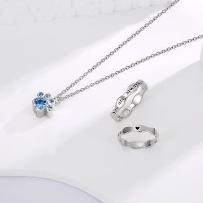 Sterling Silver Cremation Jewelry for Ashes Pendant Eternity Urn Necklace Keepsake Memorial Gifts You Are Always In My Heart I Love You Forever - color: White, style: Pet Paw Print