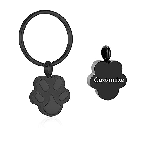 Customize Pet Cremation Keyring for Ashes Dog Cat Paw Print Keychain for Ashes Holder Pet Urn Keyring - color: Customize