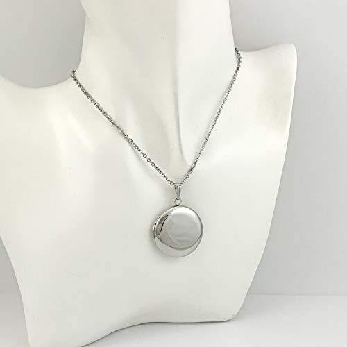 YOUFENG Round Locket Necklace thar Holds Pictures Floral Pattern Circle Shape Lockets - color: Polished