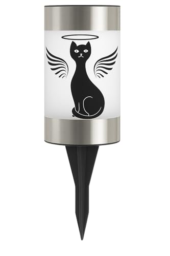 Solar Cat Memorial Garden Light, Outdoor Pet Remembrance Keepsake with Angel Silhouette, Automatic Dusk to Dawn LED Yard Stake (cat) - color: Cat