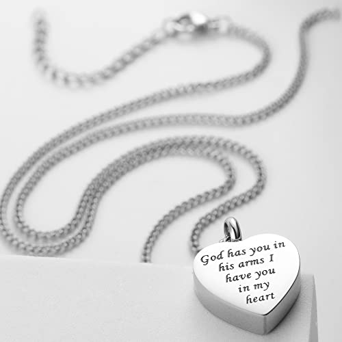 3 Pack Urn Necklace for Ashes Memorial Cremation Jewelry Ashes, Heart Silver Locket Stainless Steel Urns Pendant Keepsake with Different Words & Funnel Kit Bag
