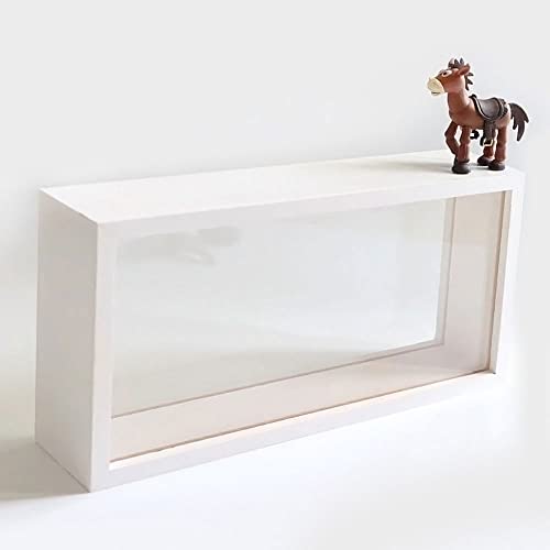 Shadow Box Frame,Wooden Double-Sided High-Definition Plexiglass Storage Box, DIY Display Box, Suitable for Dried Flowers, Specimens, Handicrafts, Baby Souvenirs and Photos (White) - color: White