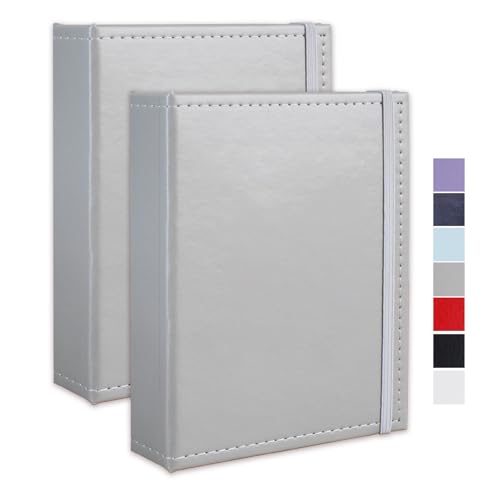 Photo Album 5x7 52 Pockets Pack of 2 Leather Cover Picture Book Holds 5x7 Photos for Wedding, Baby, Family, Graduation - color: Grey, size: 5x7 (2 PK)