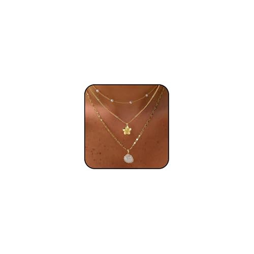 Silver/Gold Plated Angel Wing Pendant Necklace for Women Men | 18K Gold Guardian Angel Wings Feather Necklace Stainless Steel Simple Minimalist Necklaces Birthday Christmas Jewelry Gifts - color: Gold Flower & Pearl